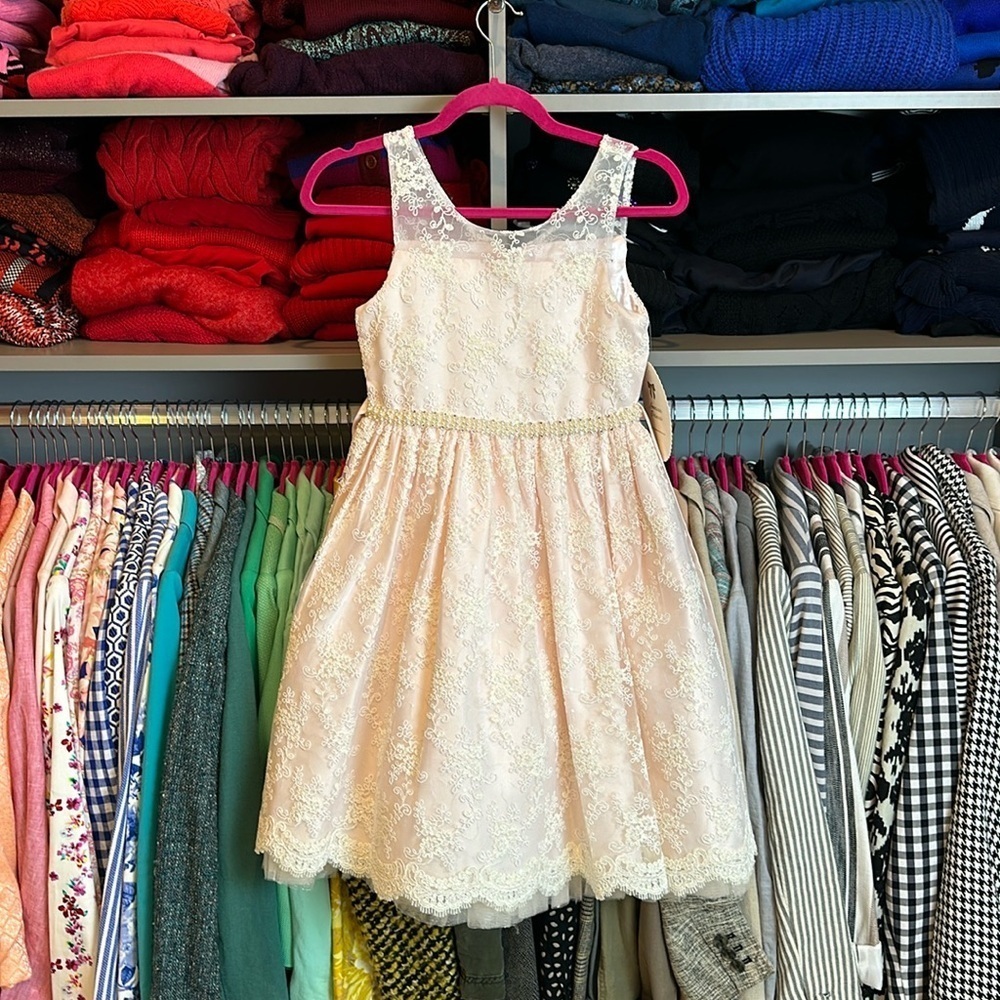 American Princess pink sleeveless with sequins and embroidery dress size 12 NWT